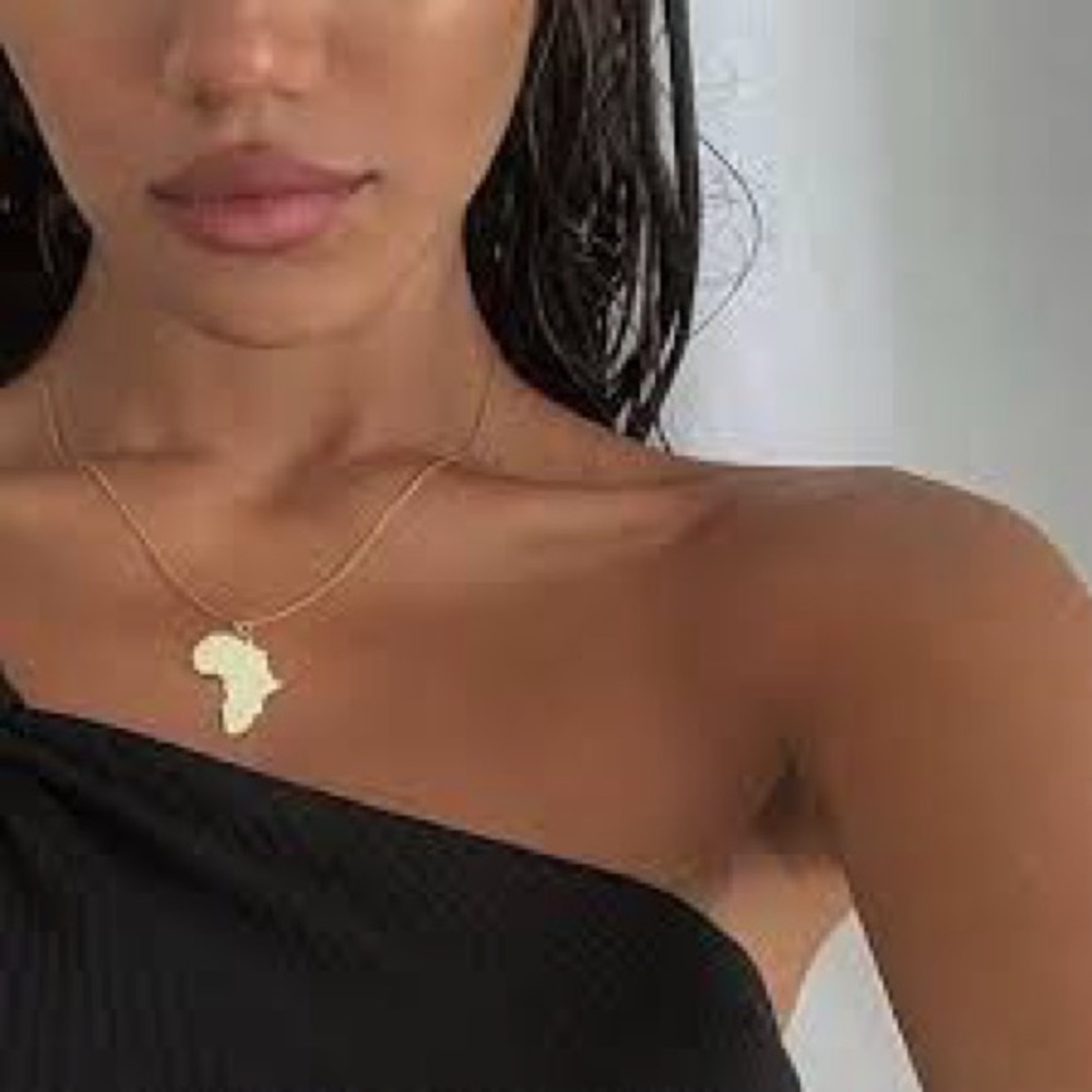 Gold-Plated Stainless Steel Africa Map Pendant Necklace